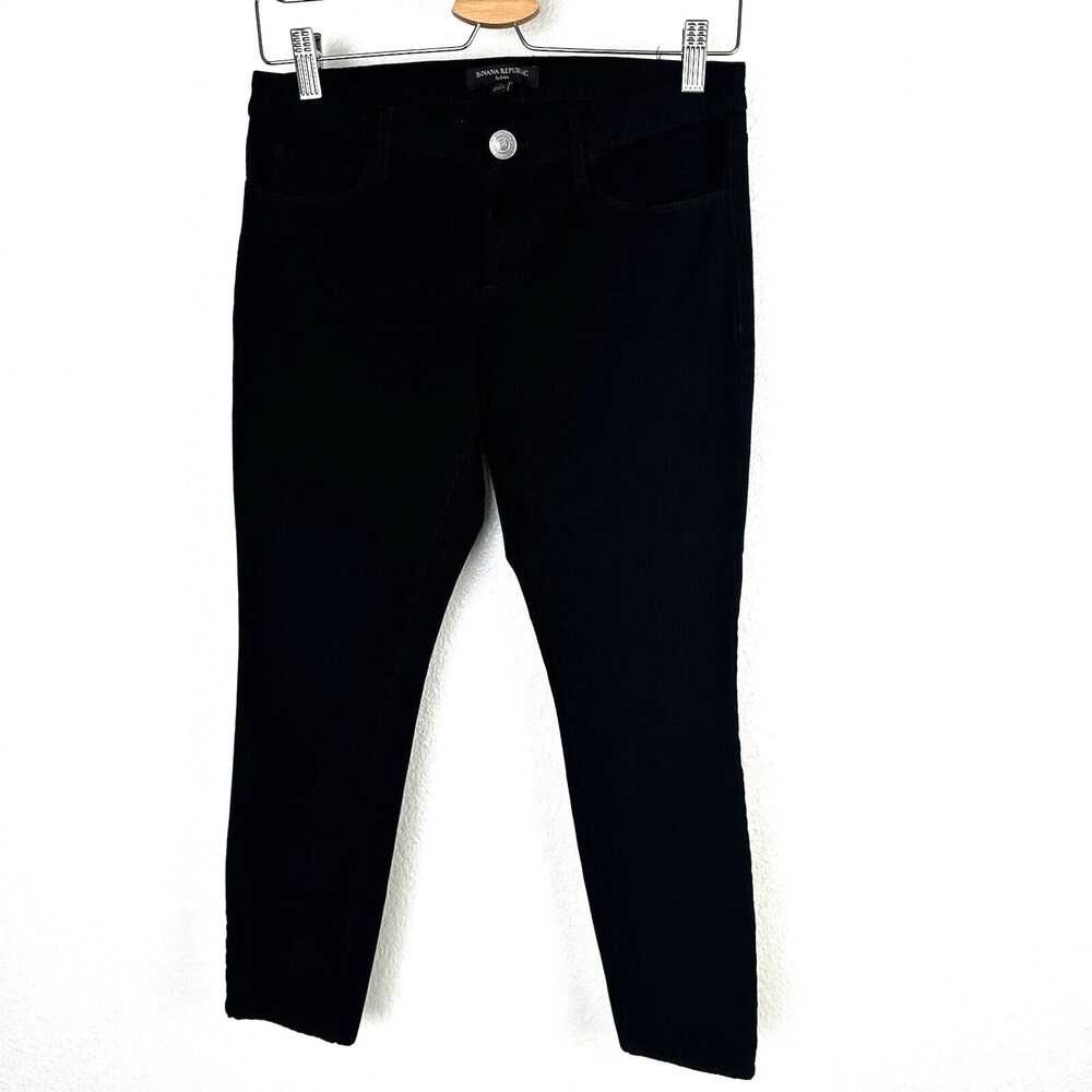 Banana Republic Women's Black Sloan Fit Ankle Pocket Zip Stretch Size 2